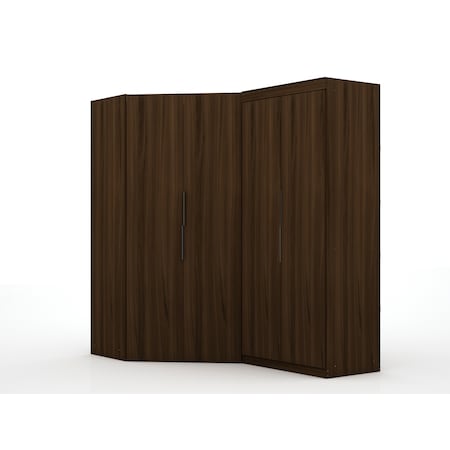 Manhattan Comfort Mulberry 3.0 Sectional Corner Wardrobe Closet, Brown 117GMC5